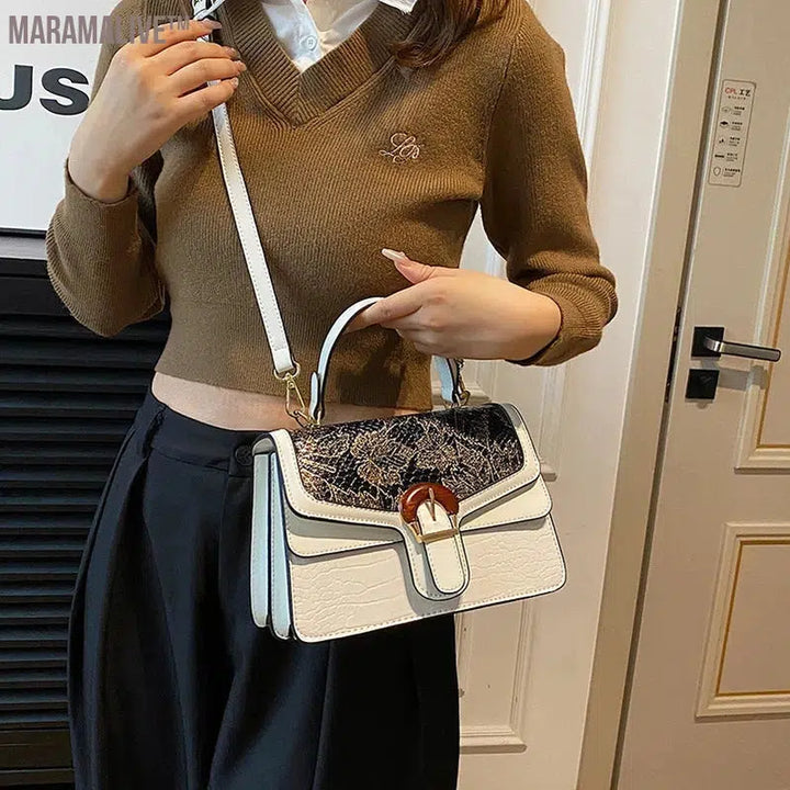 Mini Small Square Bag Luxury Purple Shoulder Bag For Women Crocodile Pattern Crossbody Bag Soft Top Handle Tote Designer Handbag