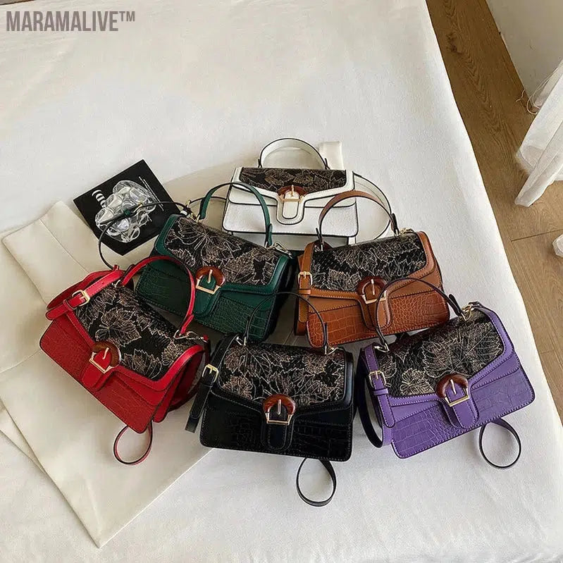 Mini Small Square Bag Luxury Purple Shoulder Bag For Women Crocodile Pattern Crossbody Bag Soft Top Handle Tote Designer Handbag