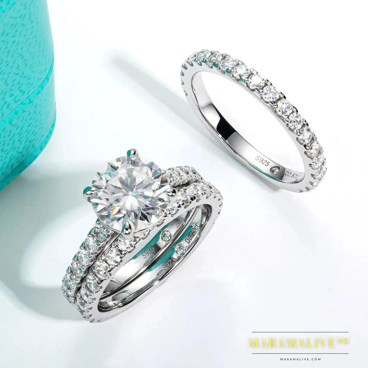 Moissanite Bridal Sets: Silver Bands for Your Love