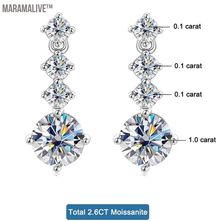 Moissanite Dangle Earrings For Women 925 Sterling Silver Original Long Tassel Ear Drops Engagement Wedding Jewelry