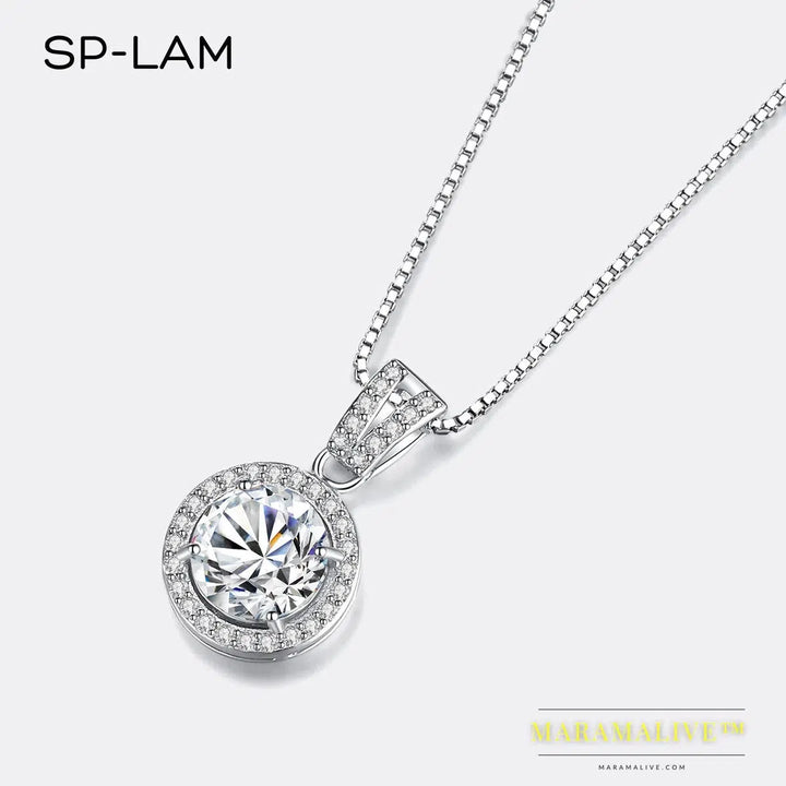 Moissanite Diamond Pendant Necklaces For Women 925 Sterling Silver Luxury Chain Trending Iced Bling Wedding Jewelry