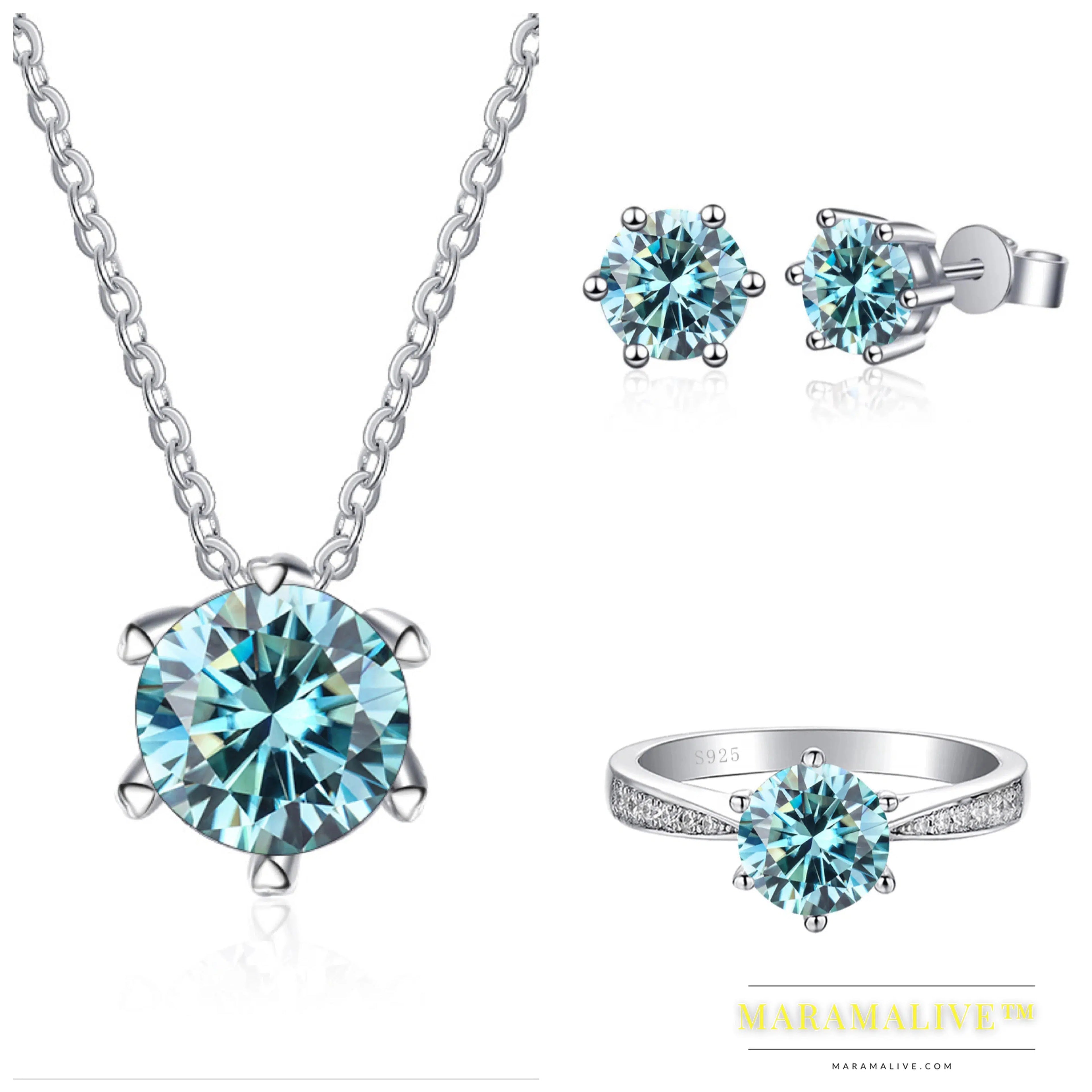 Moissanite Jewelry Set With 1CT D Color VVS 3EX moissanite stone pass diamond test Wedding Luxury Fine Jewelry gift