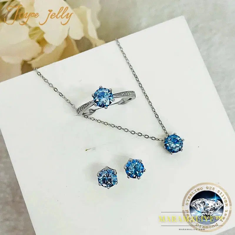 Moissanite Jewelry Set With 1CT D Color VVS 3EX moissanite stone pass diamond test Wedding Luxury Fine Jewelry gift