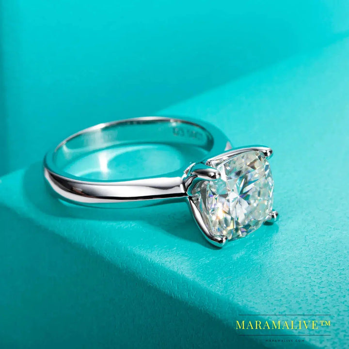 Moissanite Ring in Sterling Silver: Dazzling Elegance