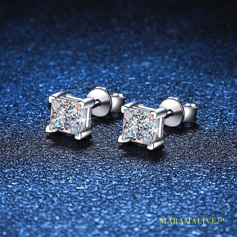 Moissanite Stud Earrings For Women Luxury Jewelry Original 925 Sterling Diamond Wedding Party Earring Gift