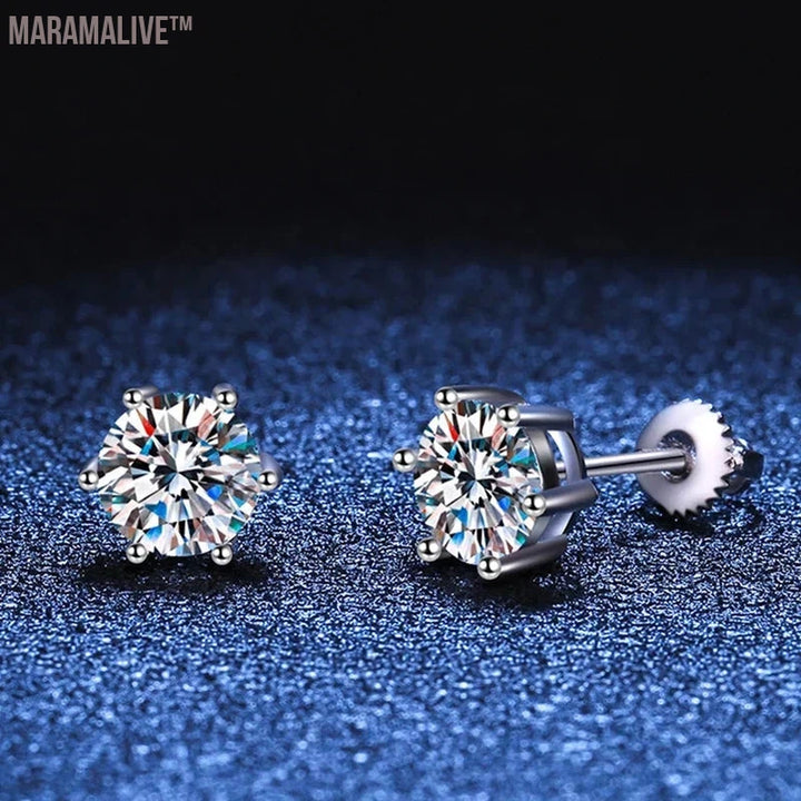 Moissanite Stud Earrings White Gold Plated - Affordable Luxury