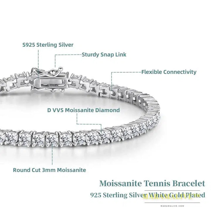 Moissanite Tennis Bracelet For Women Men 925 Sterling Silver Party Wedding Bangles With GRA Fine Jewelry Gift