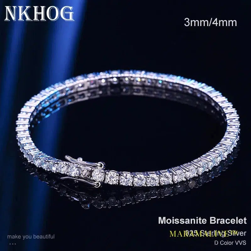 Moissanite Tennis Bracelet For Women Men 925 Sterling Silver Party Wedding Bangles With GRA Fine Jewelry Gift