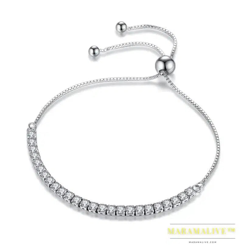 Moissanite Tennis Bracelet - Platinum Silver Gift for Her