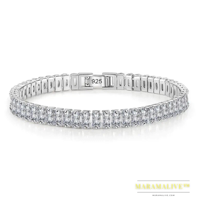 Moissanite Tennis Bracelet - Platinum Silver Gift for Her