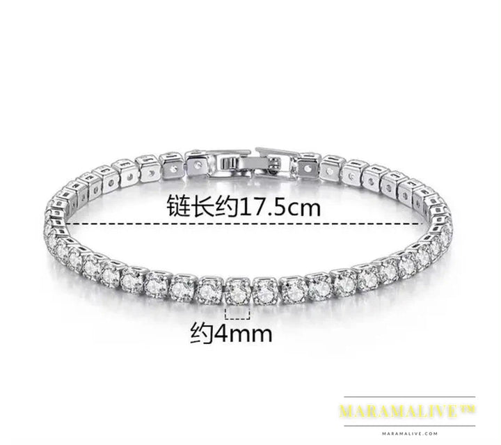 Moissanite Tennis Bracelet - Platinum Silver Gift for Her