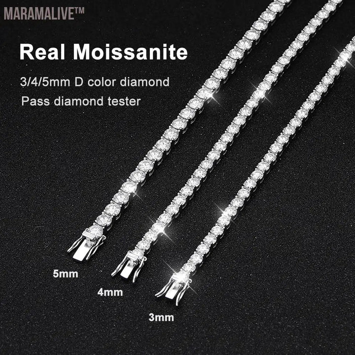 Moissanite Tennis Bracelet for Women Man S925 Sterling Silver Plated 18k White Gold with GRA Short Eye Catching Design