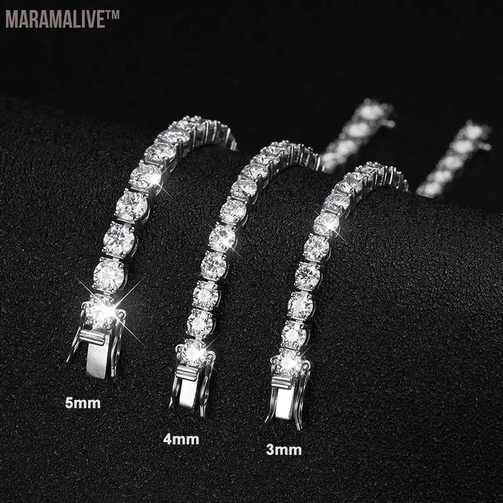 Moissanite Tennis Bracelet for Women Man S925 Sterling Silver Plated 18k White Gold with GRA Short Eye Catching Design