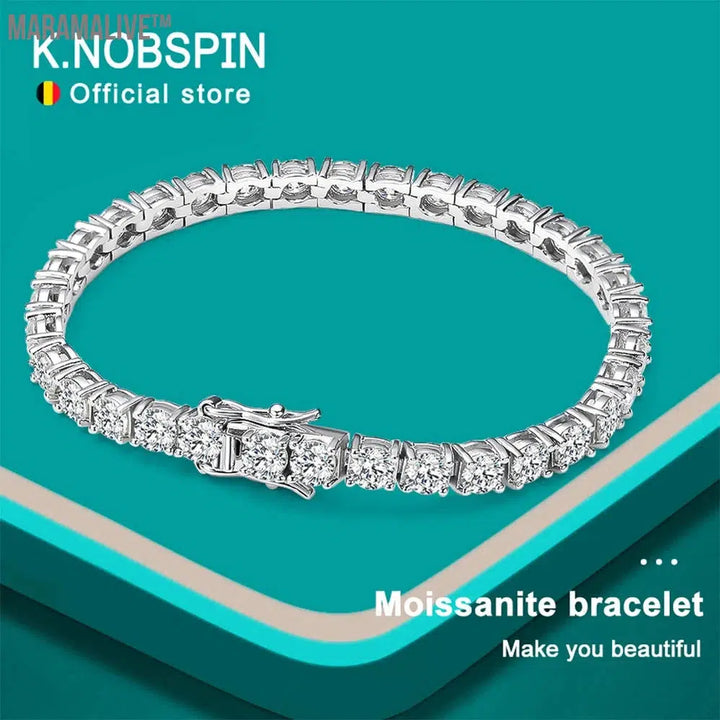 Moissanite Tennis Bracelet for Women Man S925 Sterling Silver Plated 18k White Gold with GRA Short Eye Catching Design