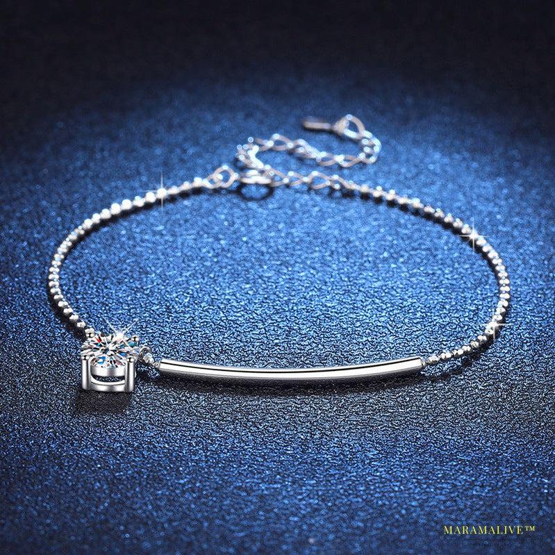 Moissanite Women's Anklet Bracelet - Dazzling Lab-Made Diamond Jewelry