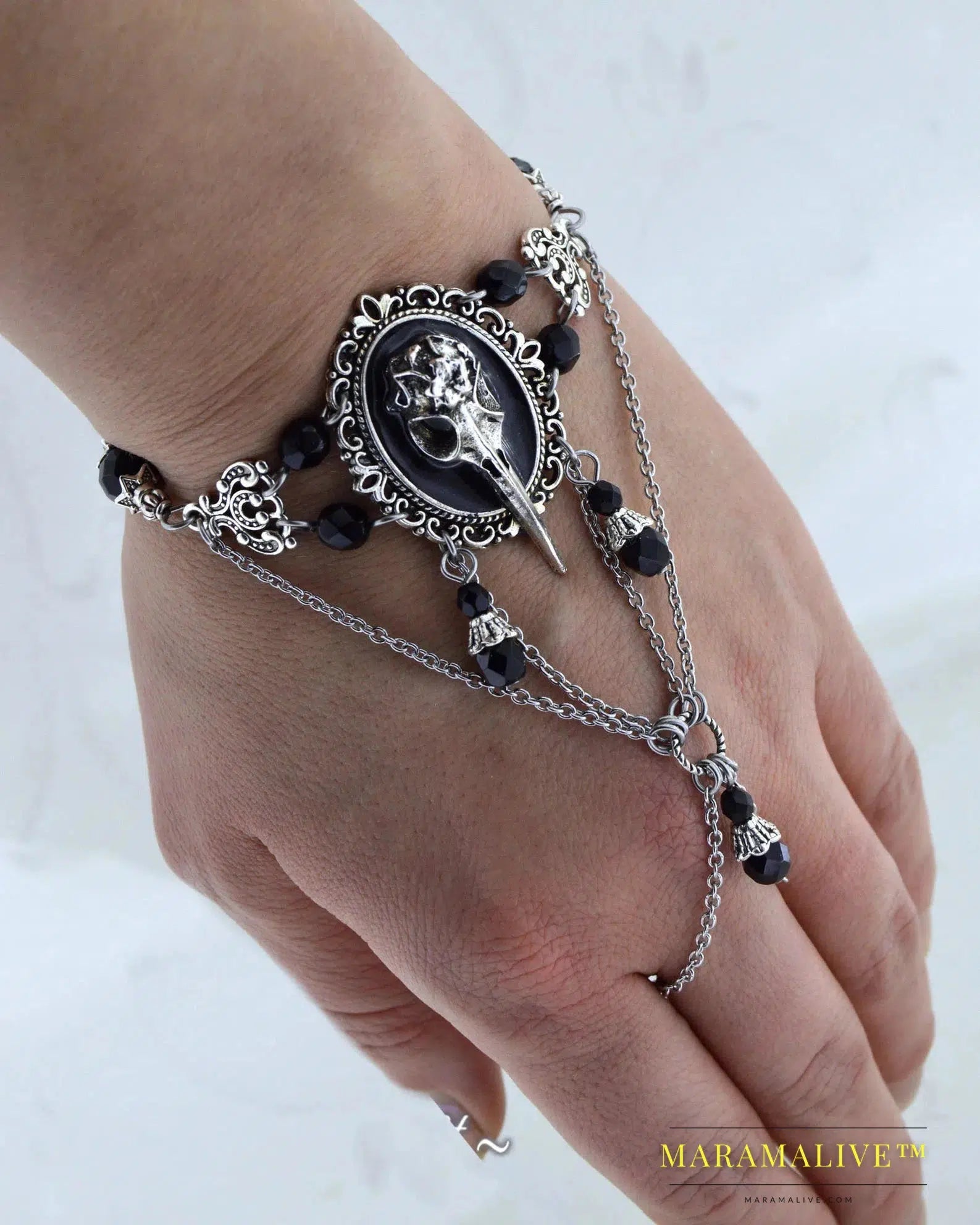 Moon Bracelet Triple Goddess Crescent Bracelet Ring Pagan Wicca Witch Pentacle Bracelet