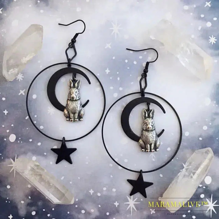 Moon Queen Bee Statement Earrings Creativity Handmade Jewelry Wicca Big Weird Darkness Witch Women Gift Goth Statement Grunge