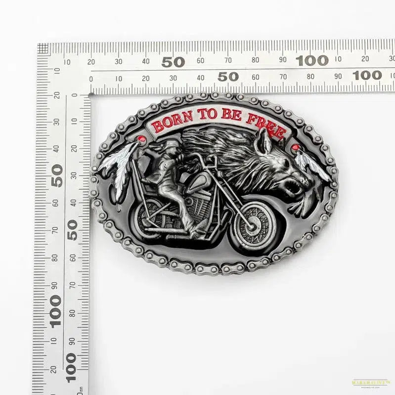 Motorcycle & Wolf Buckle Fashion Decorative Belt – A Unique Statement Of Western Style For Men