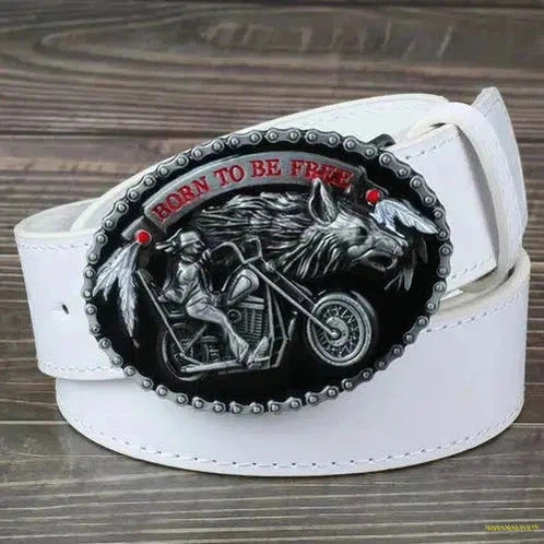 Motorcycle & Wolf Buckle Fashion Decorative Belt – A Unique Statement Of Western Style For Men