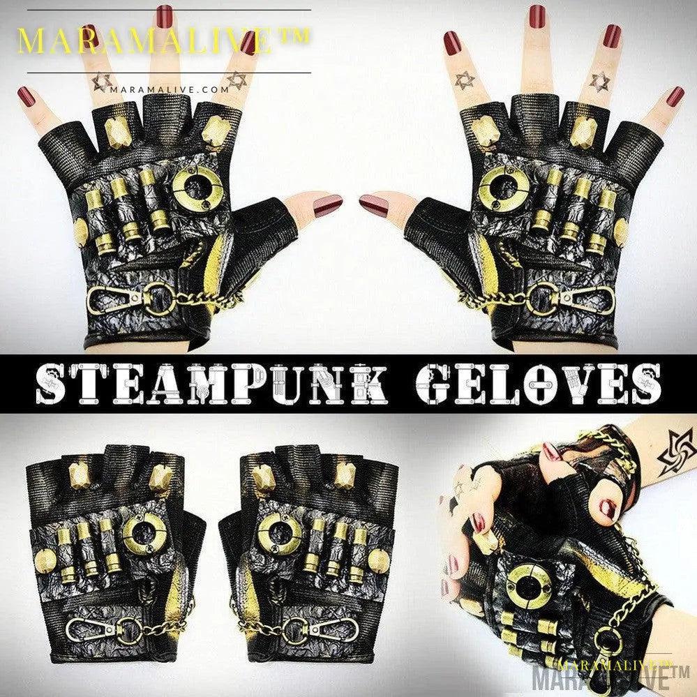 Motorcycle steampunk neutral half-finger gloves