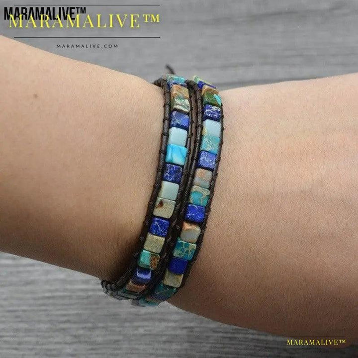 Multi Layer Handwoven Imperial Stone Bracelet