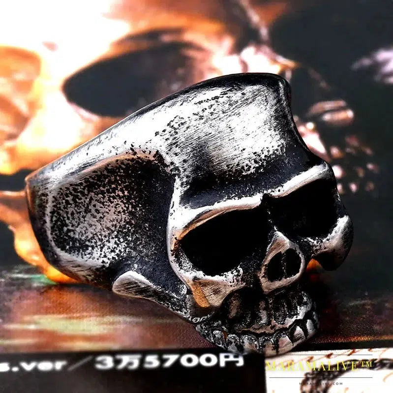 Mysterious Portrait Retro Pattern Skull Ring Biker High Quality Jewelry