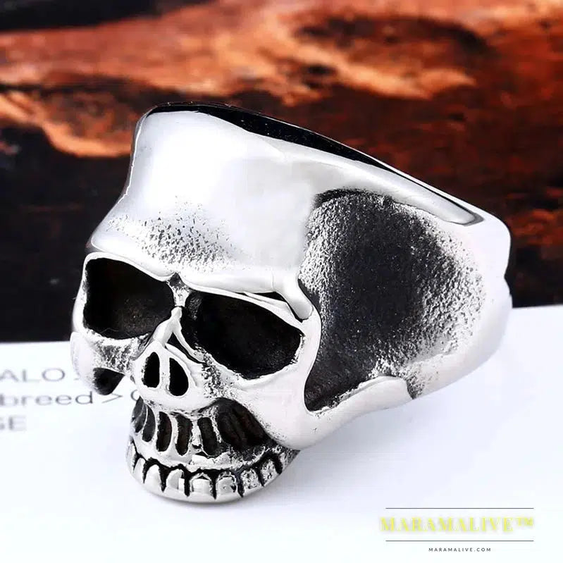 Mysterious Portrait Retro Pattern Skull Ring Biker High Quality Jewelry