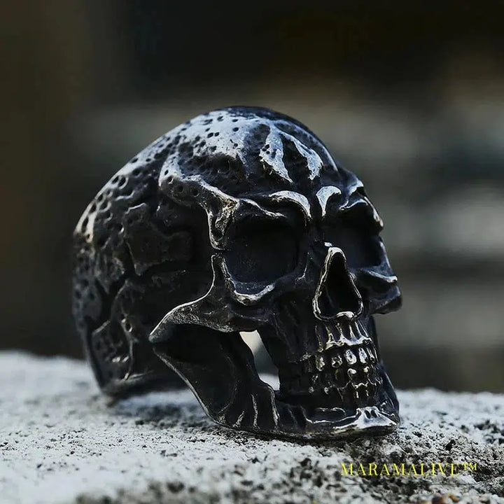 Mysterious Portrait Retro Pattern Skull Ring Biker High Quality Jewelry