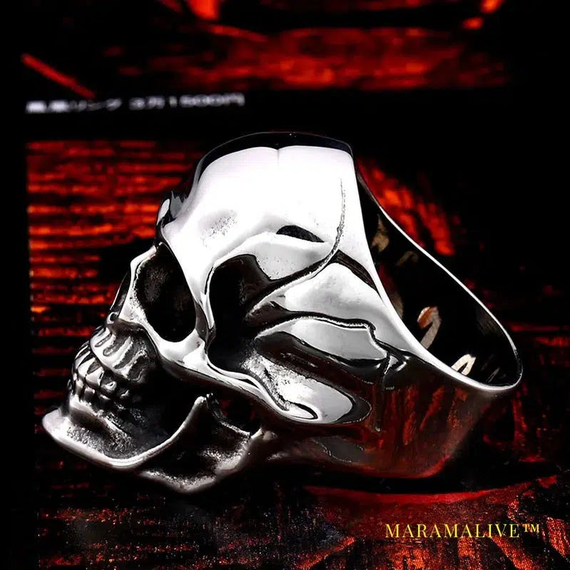 Mysterious Portrait Retro Pattern Skull Ring Biker High Quality Jewelry