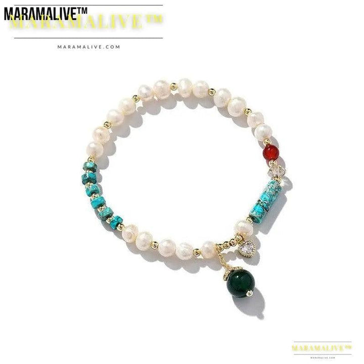 Natural Freshwater Pearl Color Matching Agate Turquoise Bracelet