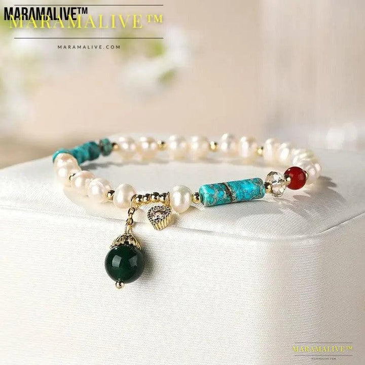 Natural Freshwater Pearl Color Matching Agate Turquoise Bracelet