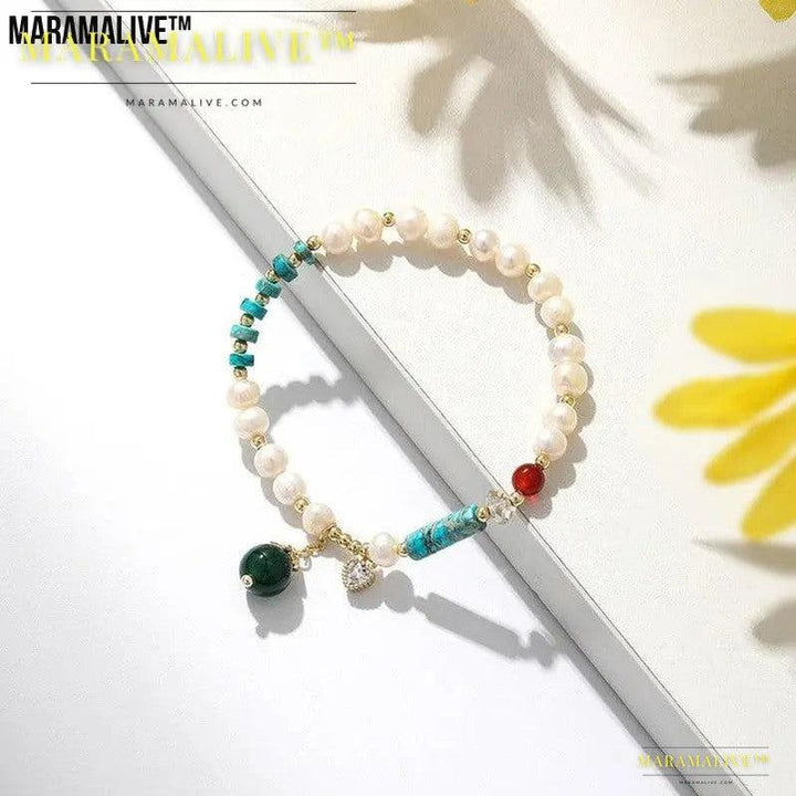 Natural Freshwater Pearl Color Matching Agate Turquoise Bracelet