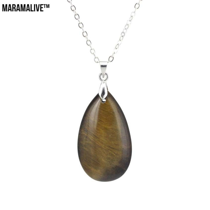 Natural Stone Water Drop Pendant Fashion Simple Multicolor Couple's Pendant Necklace