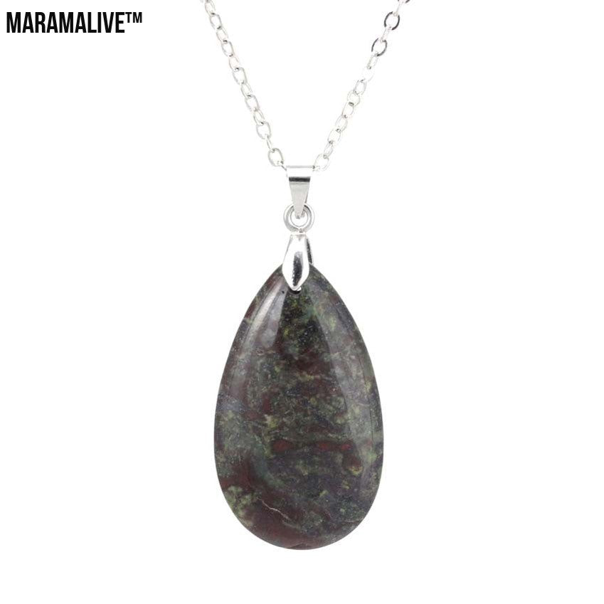 Natural Stone Water Drop Pendant Fashion Simple Multicolor Couple's Pendant Necklace