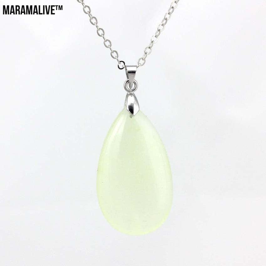 Natural Stone Water Drop Pendant Fashion Simple Multicolor Couple's Pendant Necklace