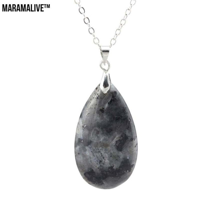 Natural Stone Water Drop Pendant Fashion Simple Multicolor Couple's Pendant Necklace