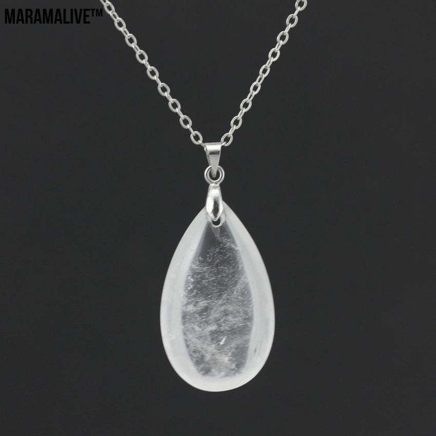 Natural Stone Water Drop Pendant Fashion Simple Multicolor Couple's Pendant Necklace