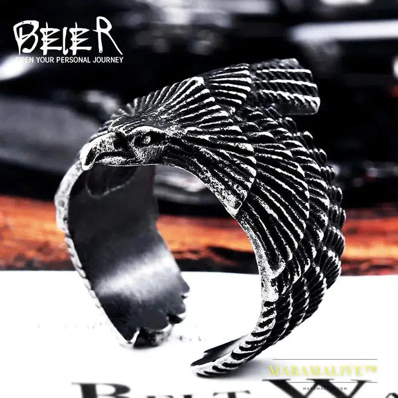 New 316L Stainless Steel High Quality Flying Eagle Birds Men Ring Domineering Men's Ring