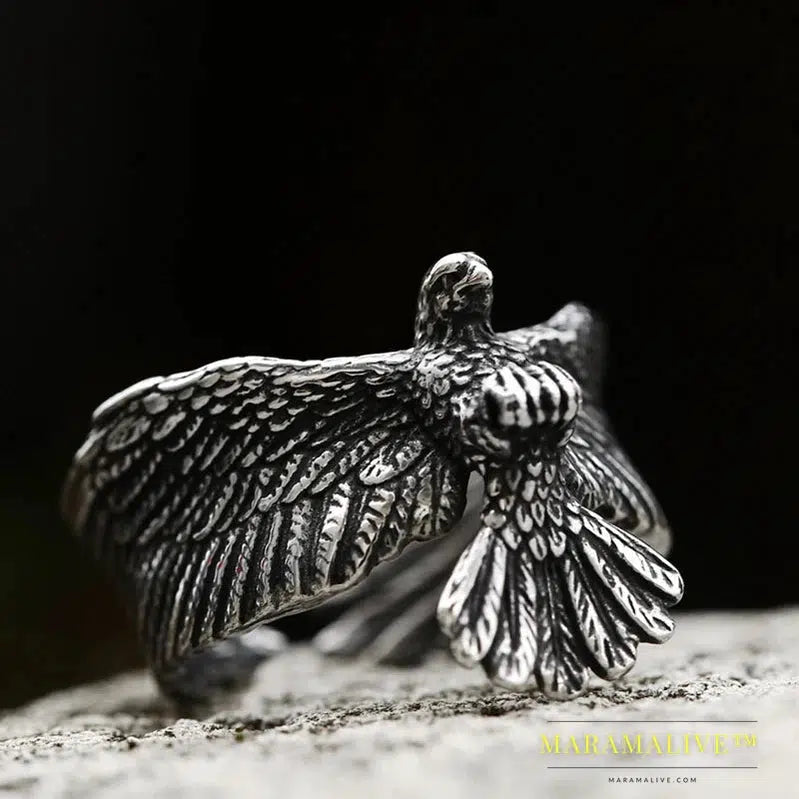 New 316L Stainless Steel High Quality Flying Eagle Birds Men Ring Domineering Men's Ring