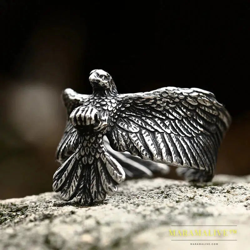 New 316L Stainless Steel High Quality Flying Eagle Birds Men Ring Domineering Men's Ring