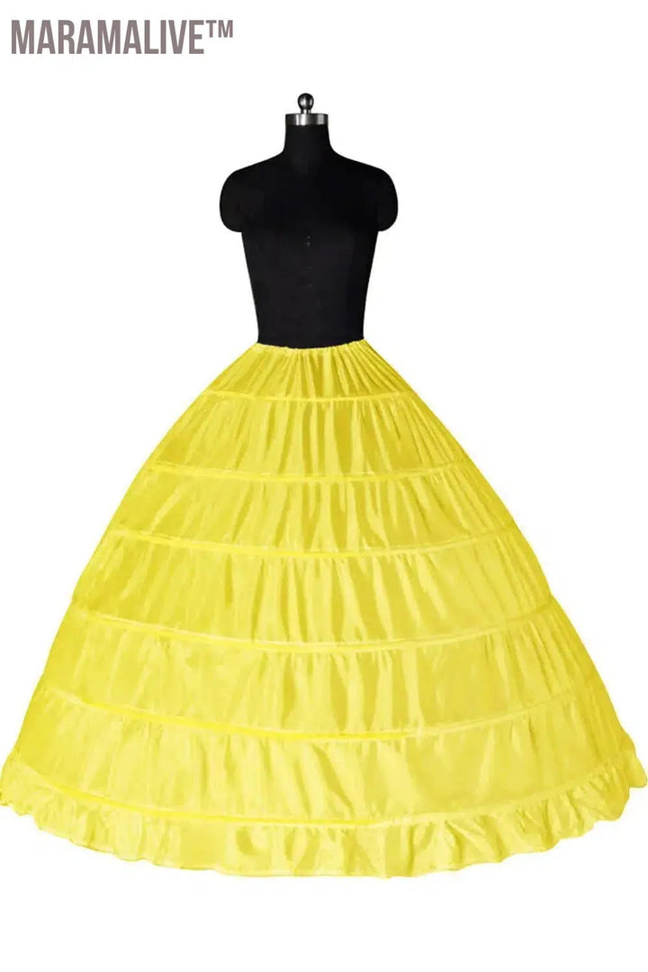 New 6 Hoop Crinoline Black White Long Wedding Petticoat Ball Gown Dress Underskirt Skirt Half Slips Wedding Accessories