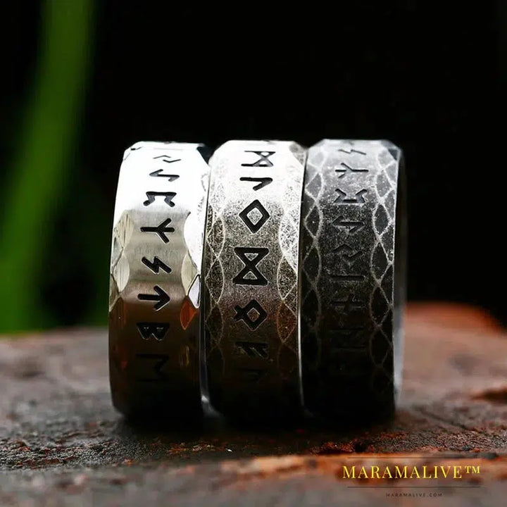 New Arrival Simple Round Viking Runes Words Odin Norse Viking Amulet RETRO Rings