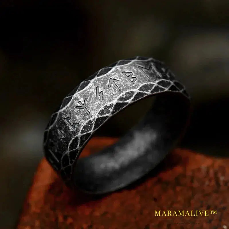 New Arrival Simple Round Viking Runes Words Odin Norse Viking Amulet RETRO Rings