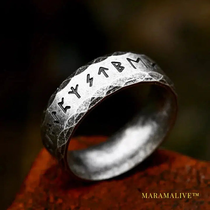 New Arrival Simple Round Viking Runes Words Odin Norse Viking Amulet RETRO Rings