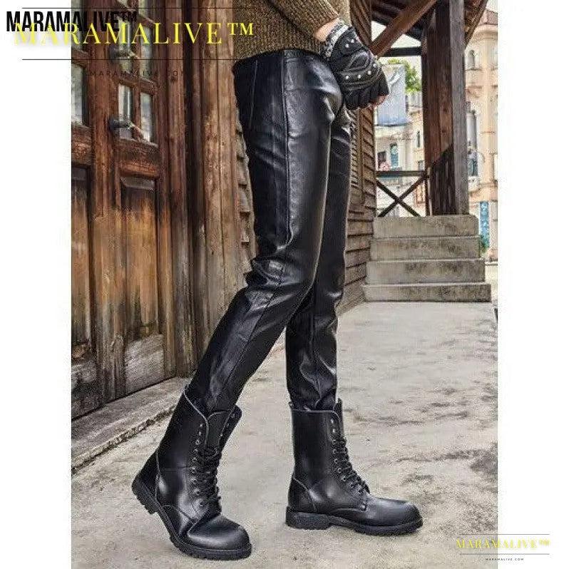 New Arrival Vegan-Friendly Leather Retro Slim Fit Biker Pants