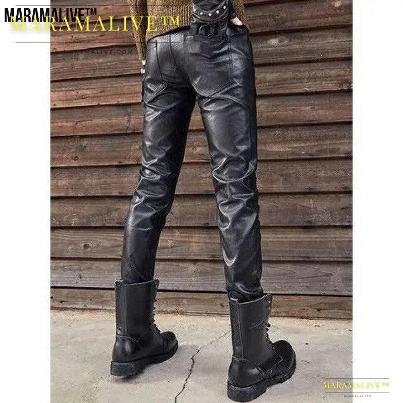 New Arrival Vegan-Friendly Leather Retro Slim Fit Biker Pants