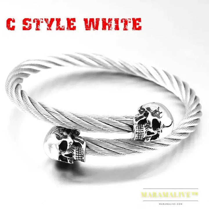 New Cool Punk Skull Bracelet For Man 316 Stainless Steel love Bangle Man's High Quality Jewelry BRG-012