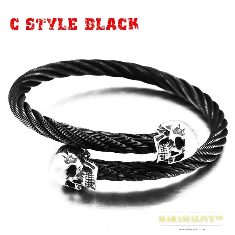 New Cool Punk Skull Bracelet For Man 316 Stainless Steel love Bangle Man's High Quality Jewelry BRG-012