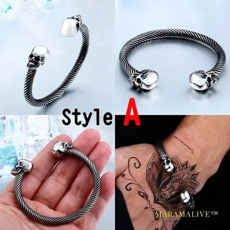 New Cool Punk Skull Bracelet For Man 316 Stainless Steel love Bangle Man's High Quality Jewelry BRG-012