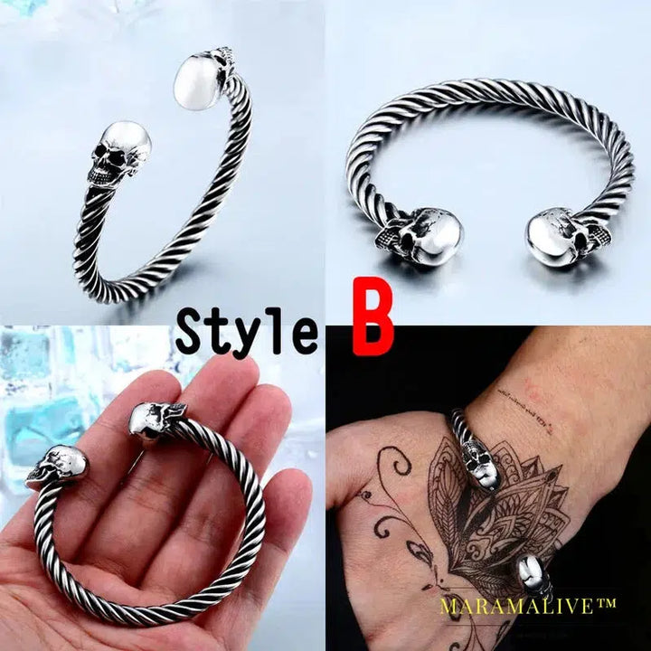 New Cool Punk Skull Bracelet For Man 316 Stainless Steel love Bangle Man's High Quality Jewelry BRG-012